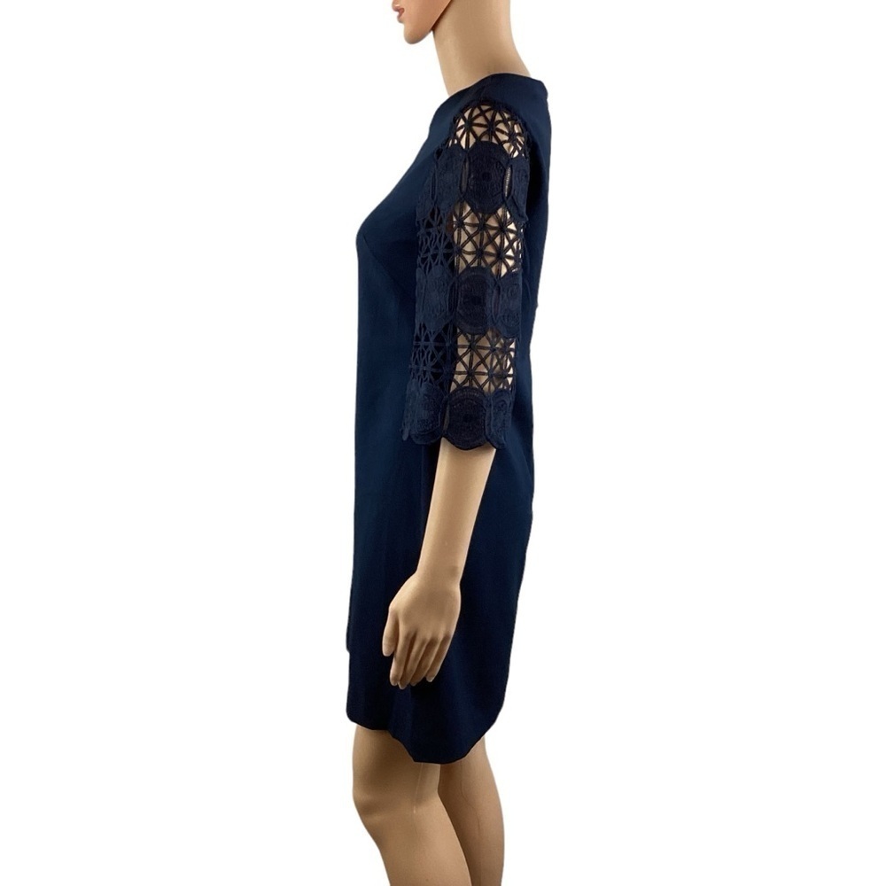 Banana Republic Lace Sleeve Mini Dress Size 0 Navy Blue - Picture 4 of 7